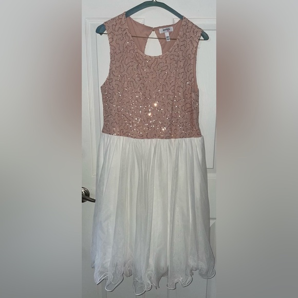 Speechless Other - Speechless Plus Size Girls Rose Pink Sequin Bodice White Tulle Dress